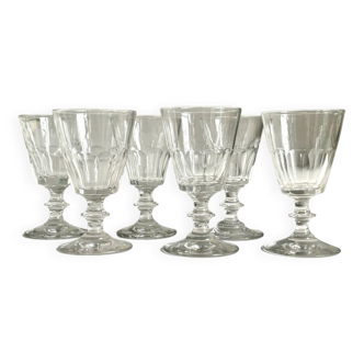 6 chiseled glass liqueur glasses, circa 1950
