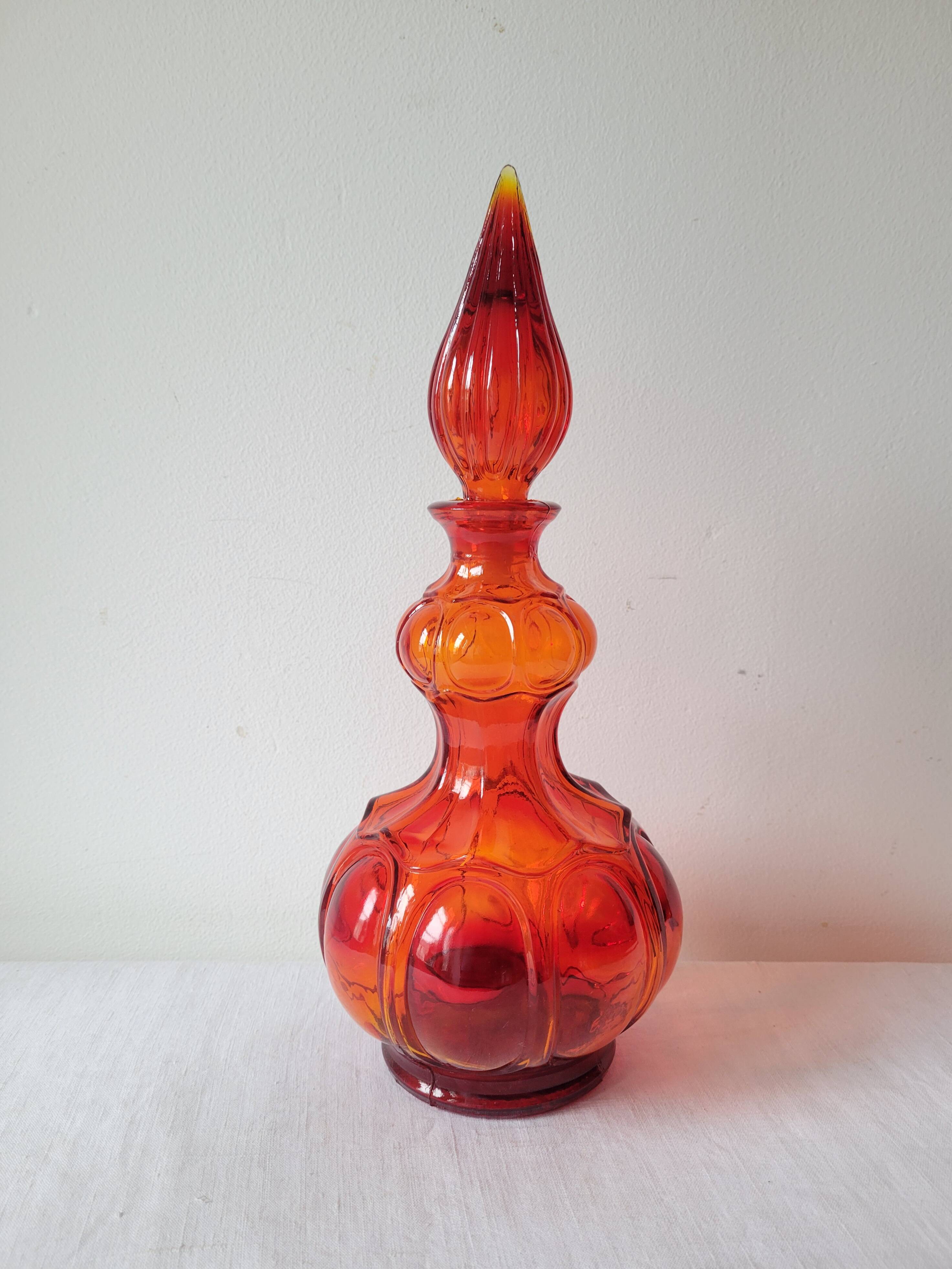 Italian red glass carafe