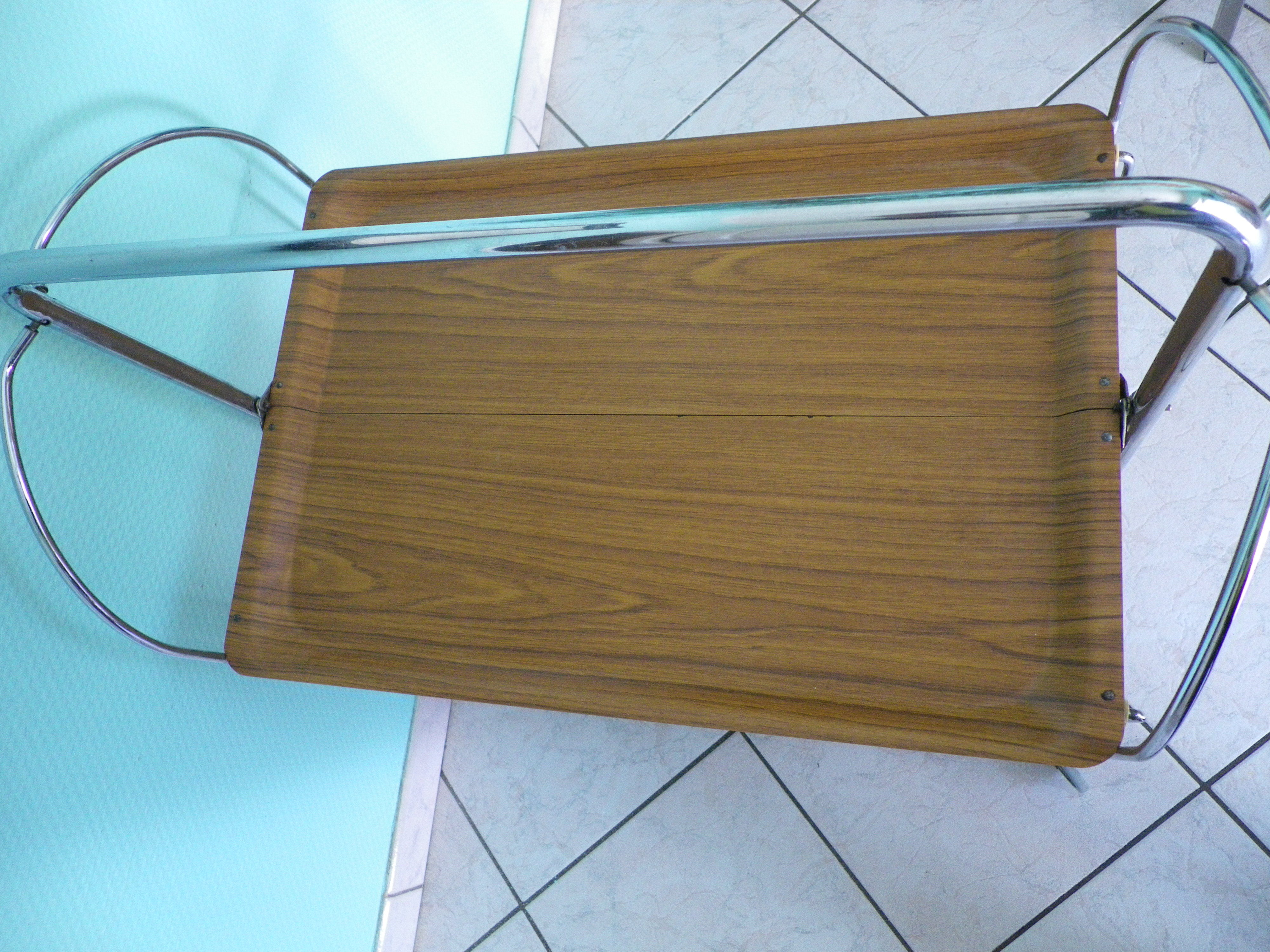 Dessert, extra furniture, folding, on wheels, formica, chrome metal, 60s