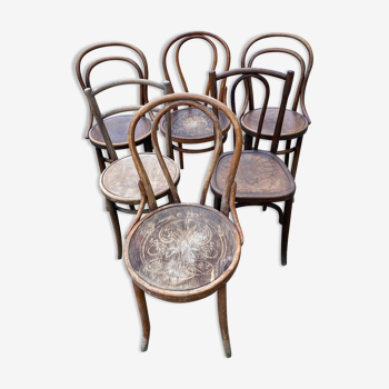 6 mismatched bistro chairs