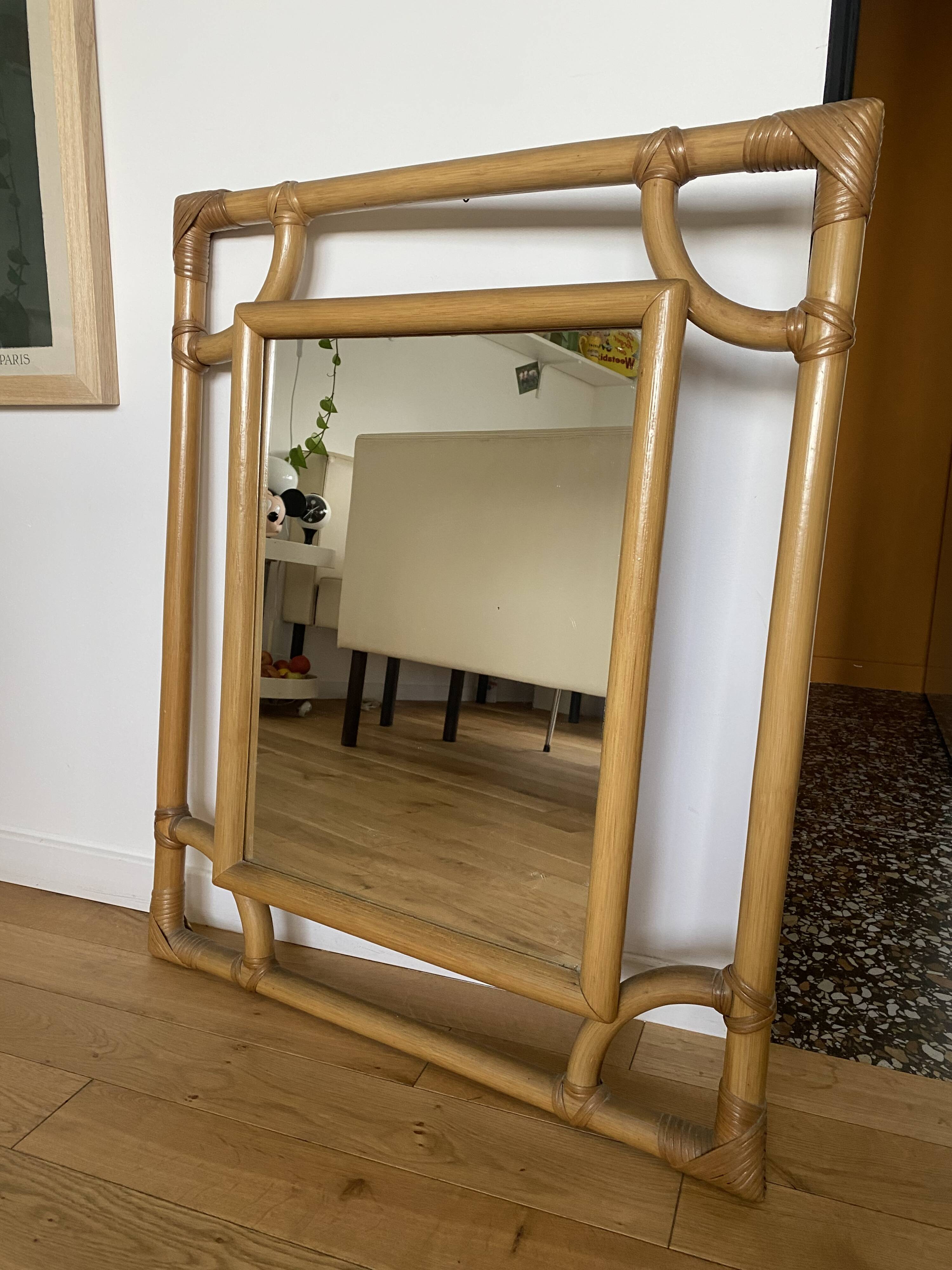 Large rattan mirror