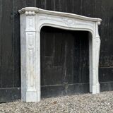 Louis XV style fireplace in white Carrara marble circa 1880