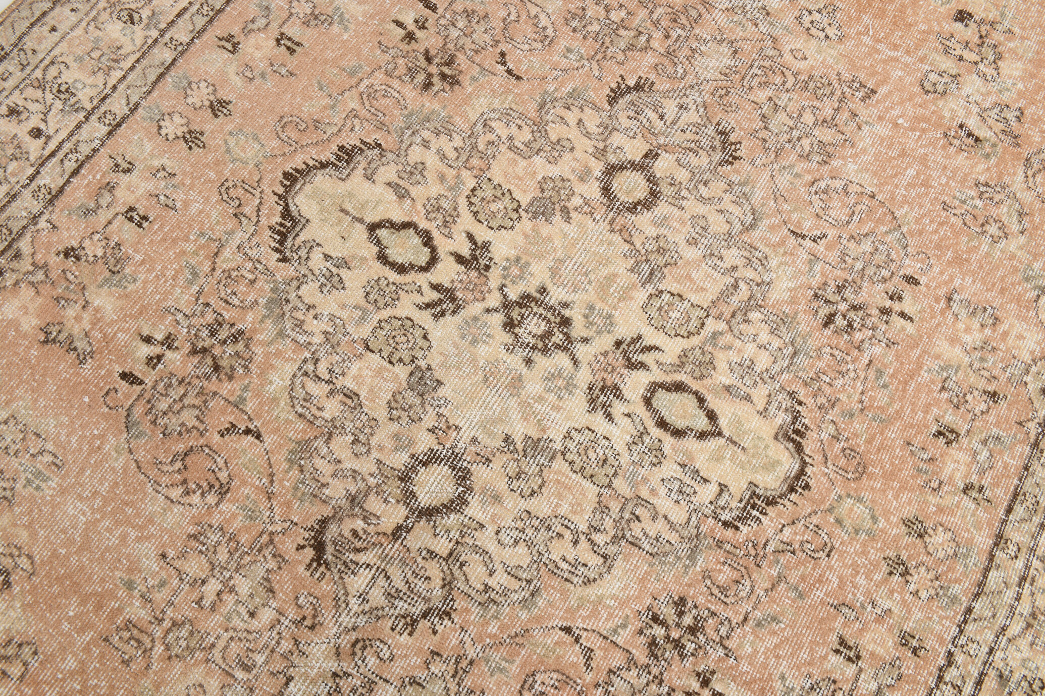 6x9 brown & beige oriental vintage rug 181x291cm