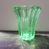 Ancien vase p d’avesn verre vert uranium made in france vintage