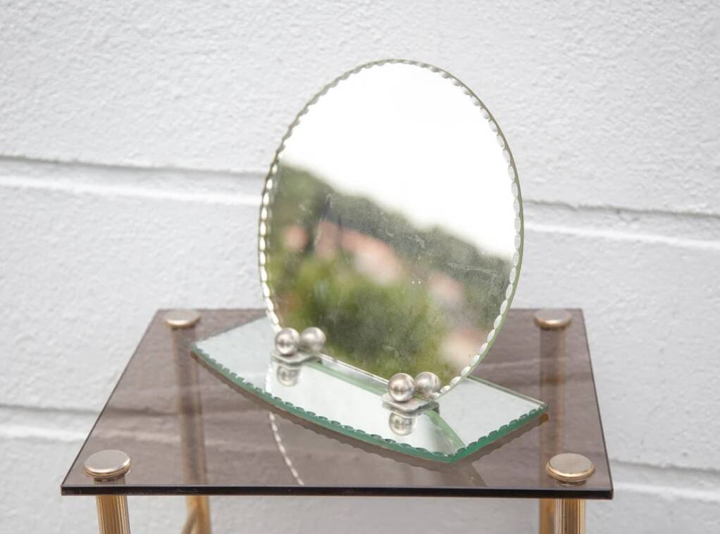 Art deco mirror, table mirror, mirror, vanity mirror, boudoir, beveled mirror, 30's