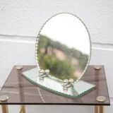 Miroir art déco, miroir à poser, miroir glace, miroir de courtoisie, boudoir, miroir biseauté, 30's
