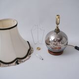 Lampe de table antique en verre mercure, galion et navire, soufflé à la main, années 1920, anglais, recâblé