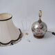 Lampe de table antique en verre mercure, galion et navire, soufflé à la main, années 1920, anglais, recâblé
