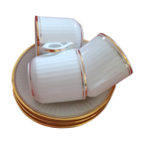 3 White cups, + gilded bordered saucers in CP France porcelain.