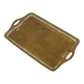 Vintage Oriental Brass Tray with Floral Decoration, 50 cm