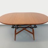 Large round vintage Scandinavian coffee table Smorrebrod by Arne Vodder, extendable into a dining table