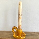 Provencal candle holder in glazed ceramic