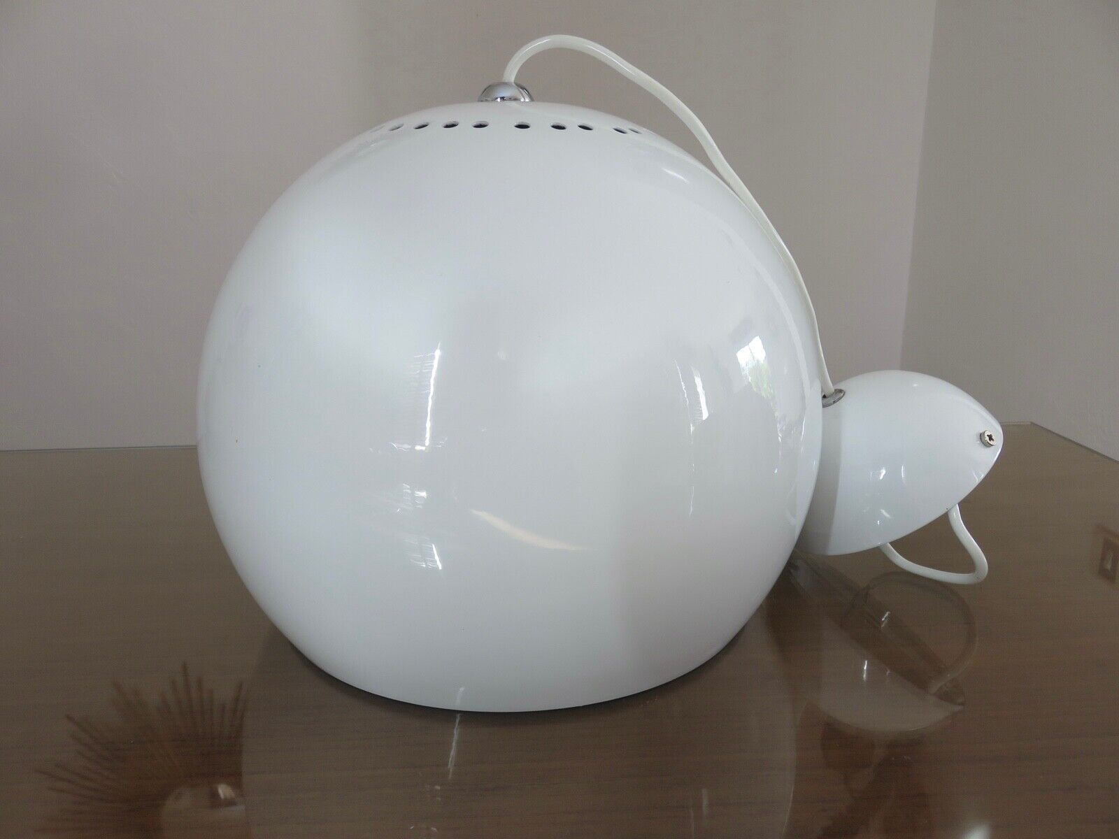 Vintage pendant lamp in white lacquered metal 80s