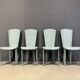 Postmodern green leather dining chairs, 1980s