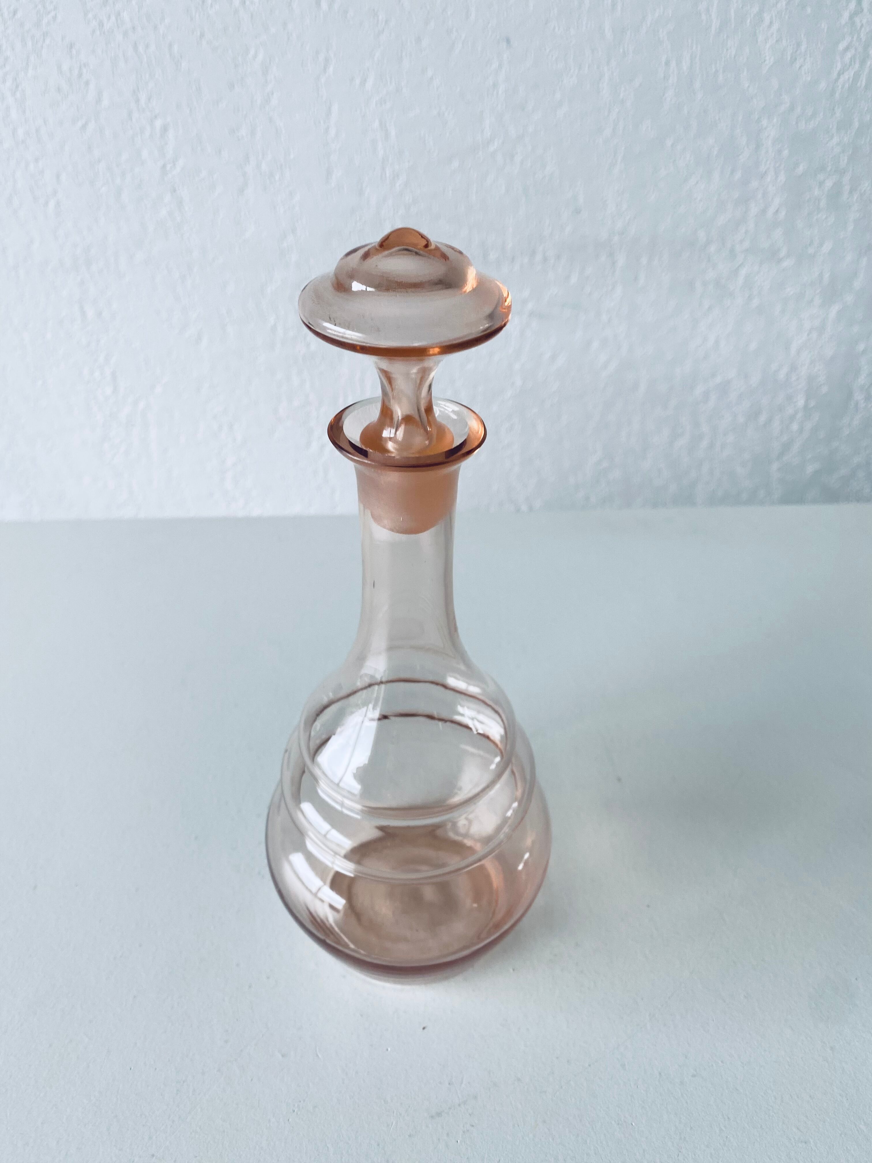Pink glass decanter