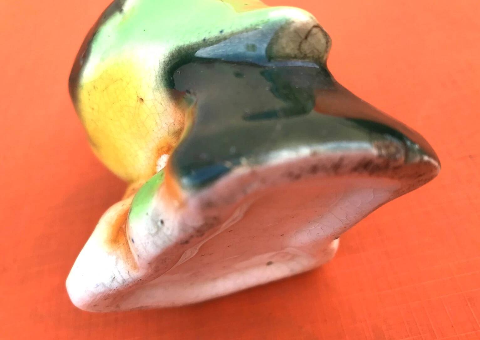 Polychrome ceramic parrot shape