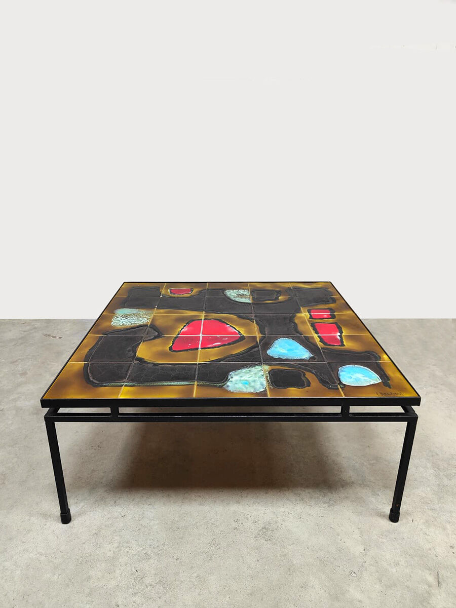 Vintage Belarti ceramic tile coffee table 1960