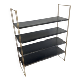 Vintage 1960 String wall shelf black and gold - 60 x 48 cm