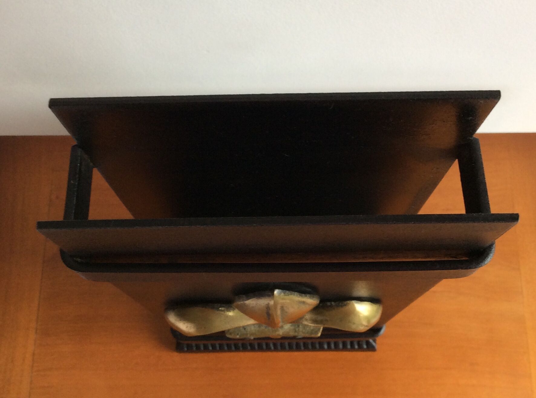Matchbox holder (xxl) for steel and brass fireplace (fleur de lys) - vintage