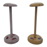 Set of two painted wooden hat holders