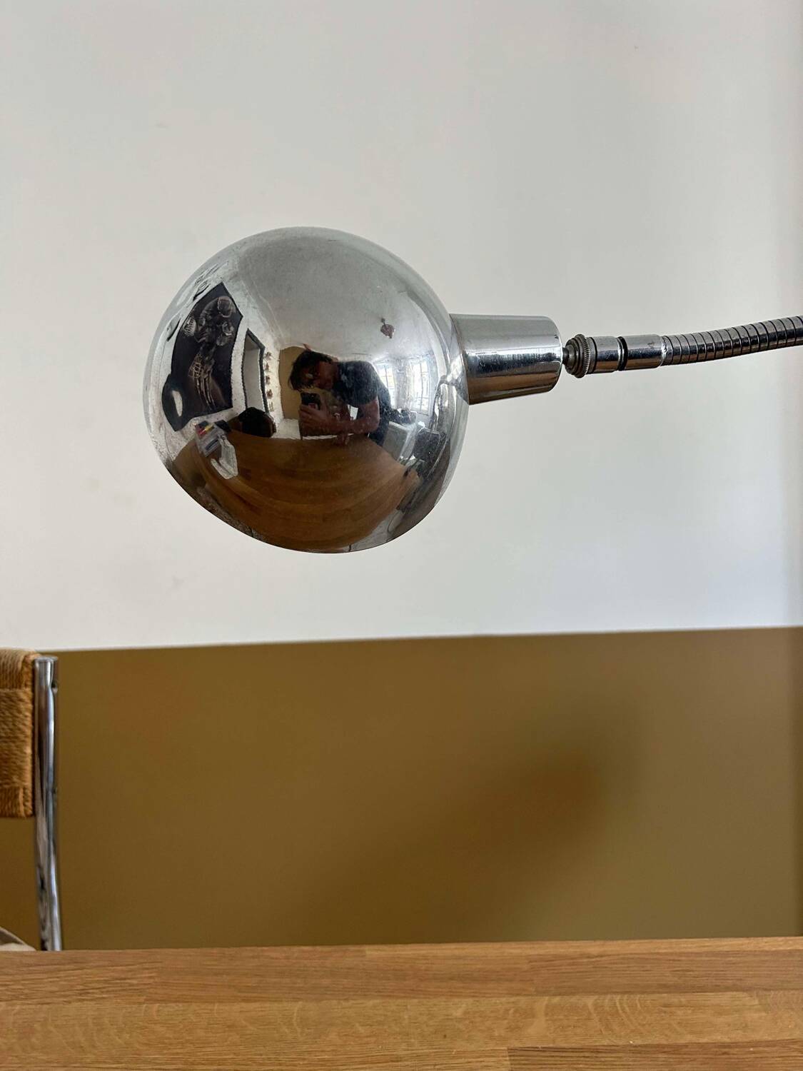 Adjustable desk lamp, chromed metal, France 1940