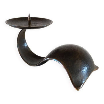 Bougeoir sculptural en bronze Bauhaus par Benno Meyer, 1930