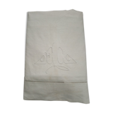 Old embroidered monogram EC métis sheet 300 x 200 cm Art Deco