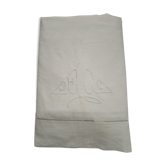 Old embroidered monogram EC métis sheet 300 x 200 cm Art Deco