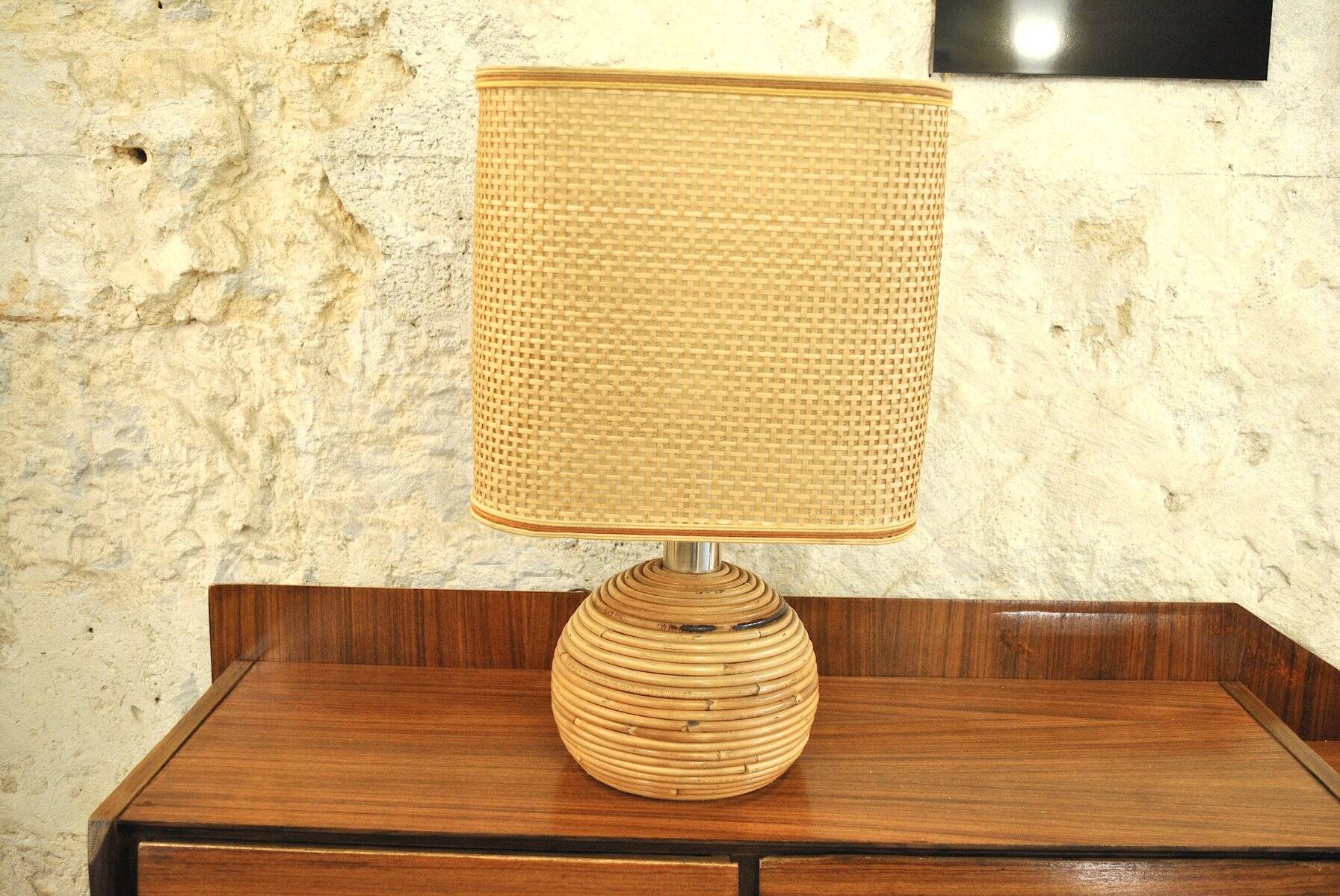 Wicker table lamp, Italy, 1960s