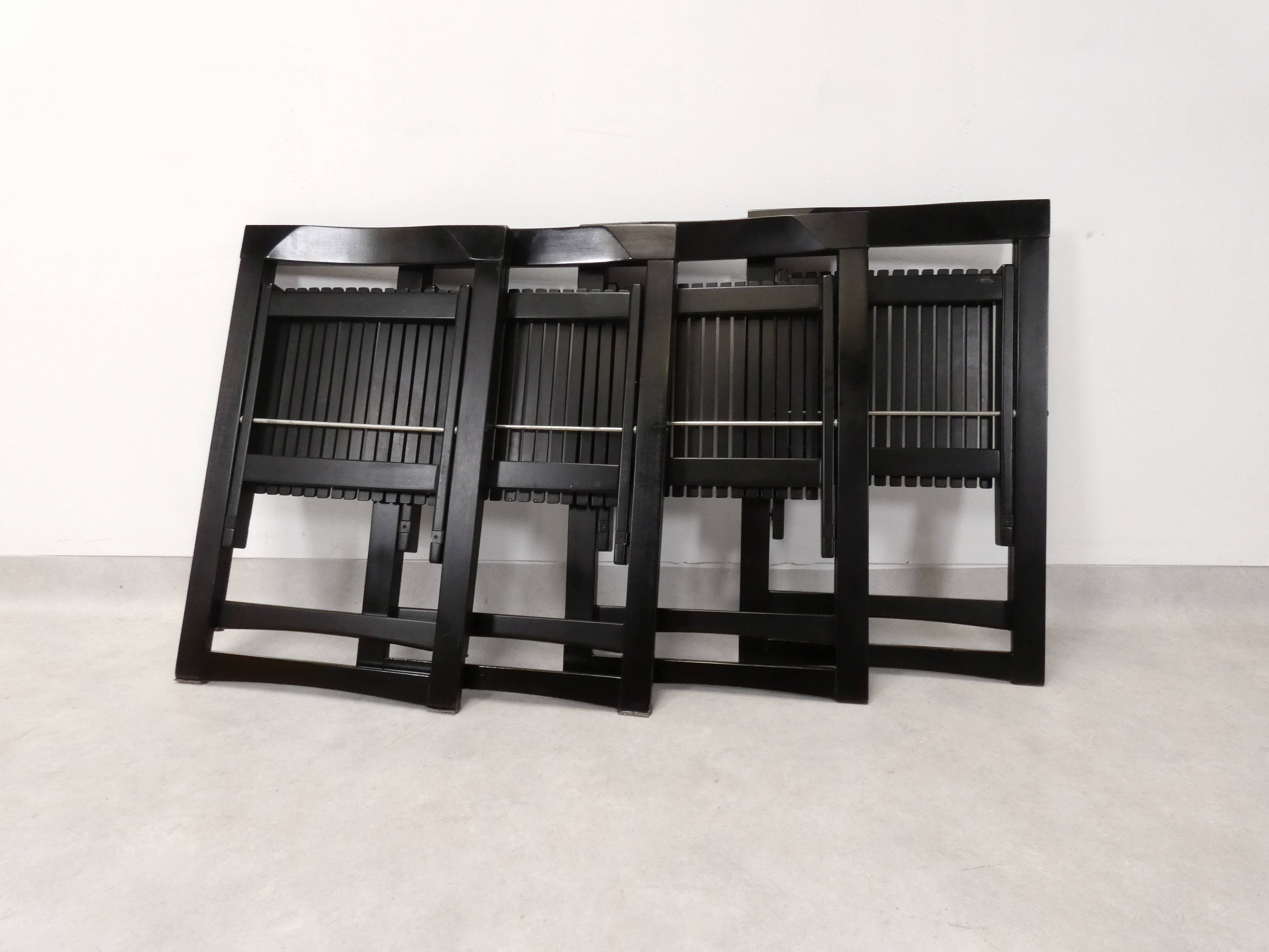 4 Trieste folding chairs with storrage table - Aldo Jacober for A. Bazzani