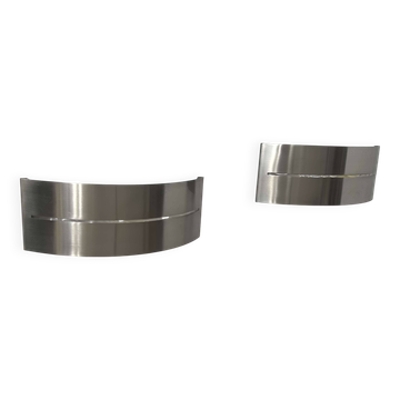 Pair of vintage wall lights, brushed metal, France 1980.