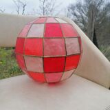 Faceted ball suspension in mother-of-pearl and vintage brass