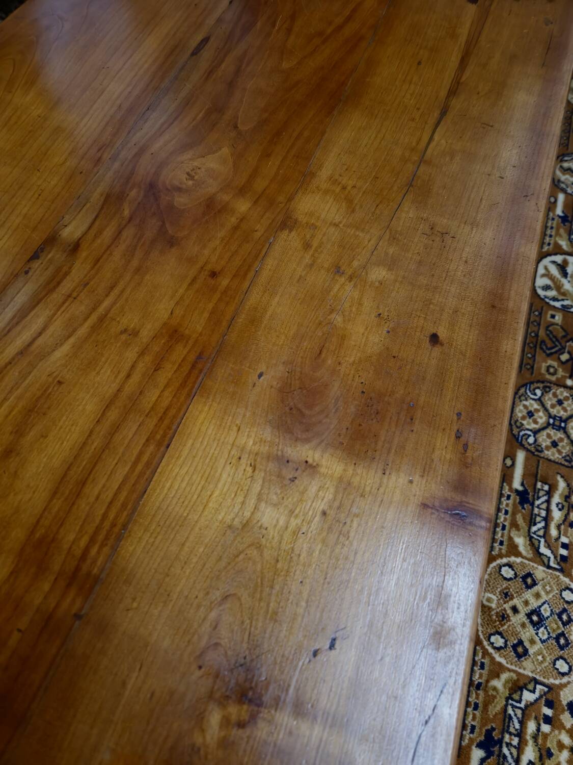 19th century solid walnut farmhouse coffee table - 2 drawers