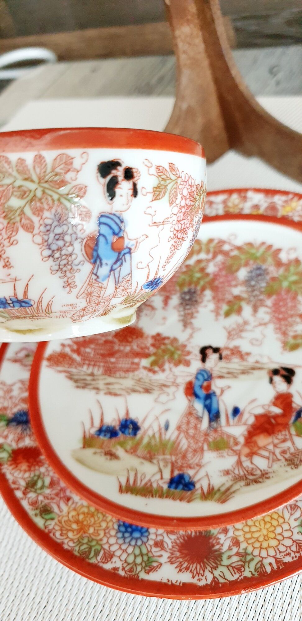 Old tea cup + Japanese porcelain saucer