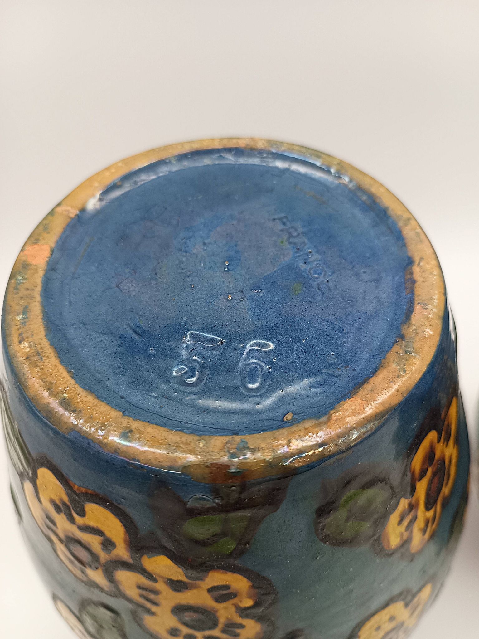 Pair of Large Art Deco Vases Émile Simonod H28cm Glazed Ceramic Blue