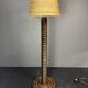 Midcentury brutalist chunky wood turned floor lamp, Charles Dudouyt style.