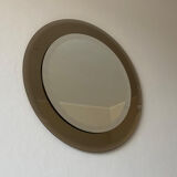 Round mirror ground crystal, Italy 70s, signed Lupi Cristal Luxor