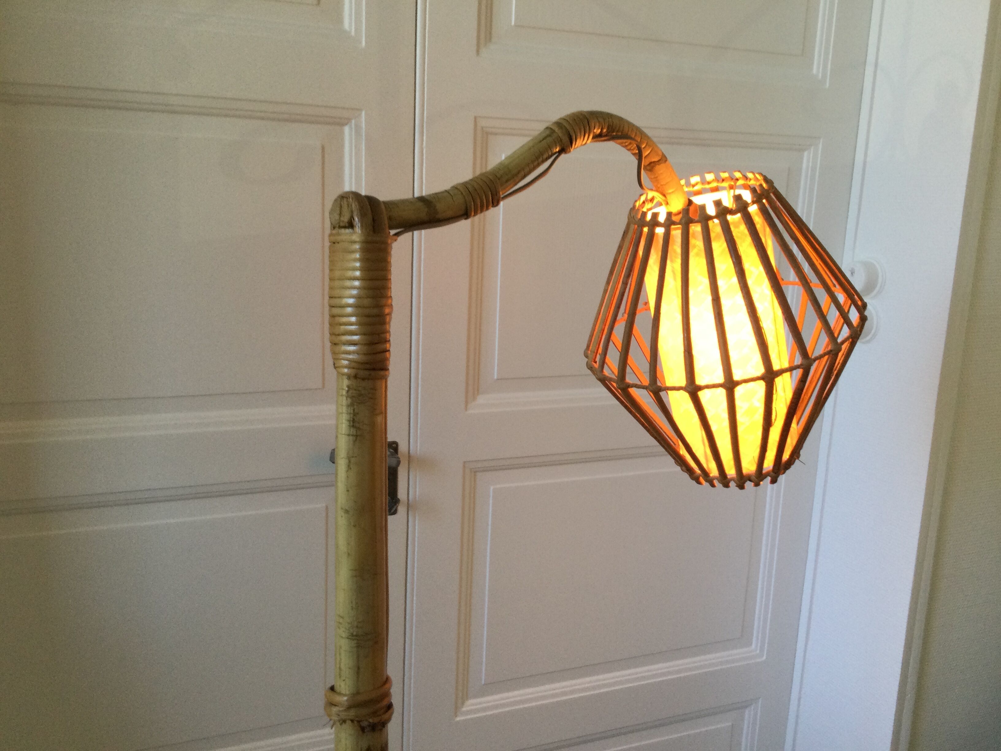Floor lamp 60s bamboo rattan