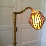 Floor lamp 60s bamboo rattan