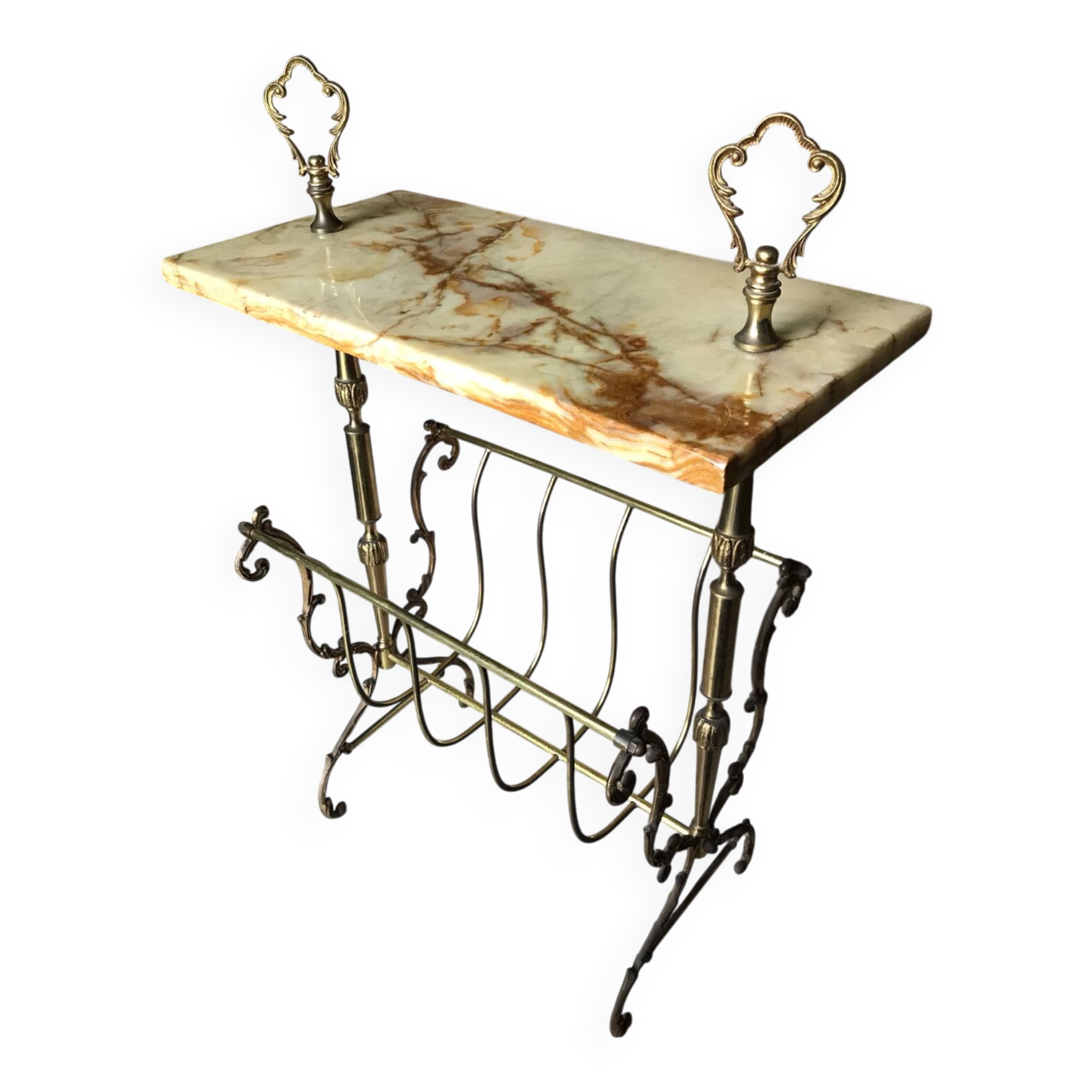 Marble and gilded bronze magazine rack