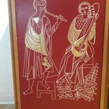 Red Lacquer Bar with gold leaf detail France circa 1950