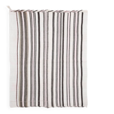 Kilim Turc Vintage Rayé Blanc et Brun, Tapis Bohème Tissé Main, 175x220Cm