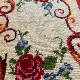 Vintage wool rug with floral decor
