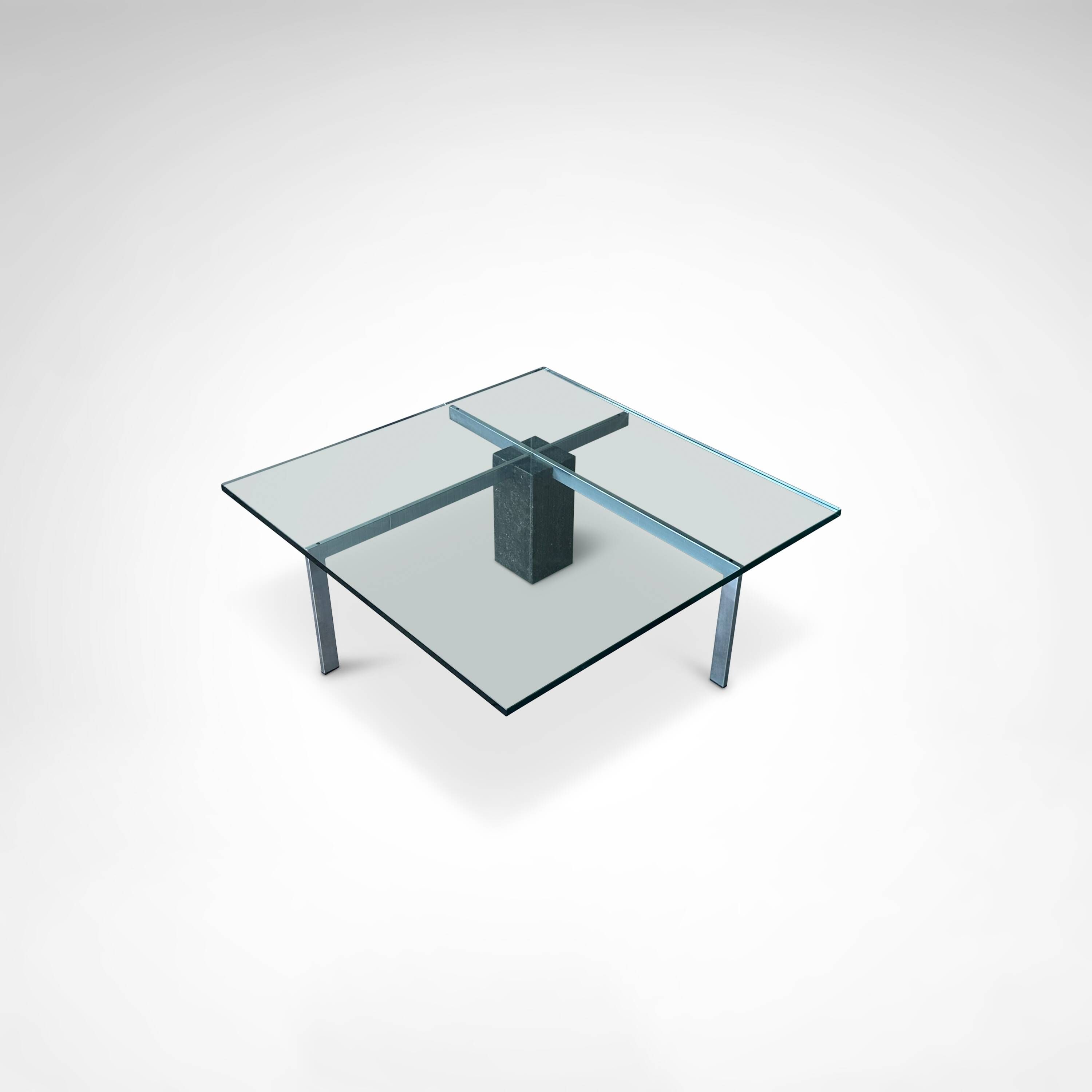 KW1 glass, metal and granite coffee table by Hank Kwint for Metaform 1980s