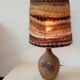 Sandstone lamp, wool lampshade, 50s/60s