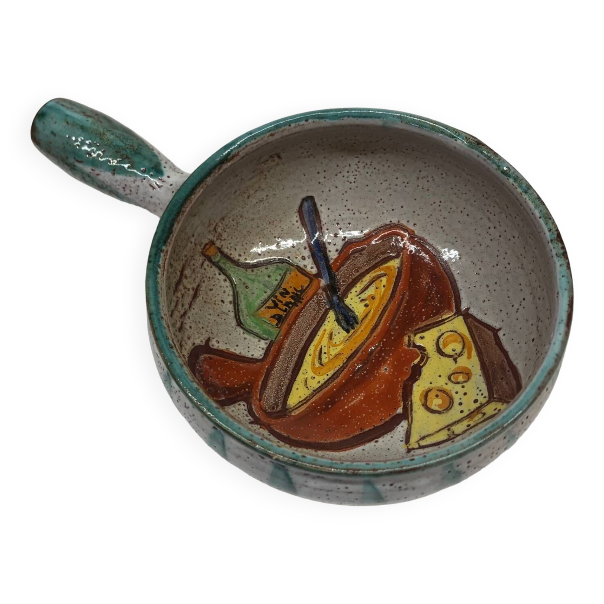 Ceramic fondue pot by Daniel Étienne in Vallauris