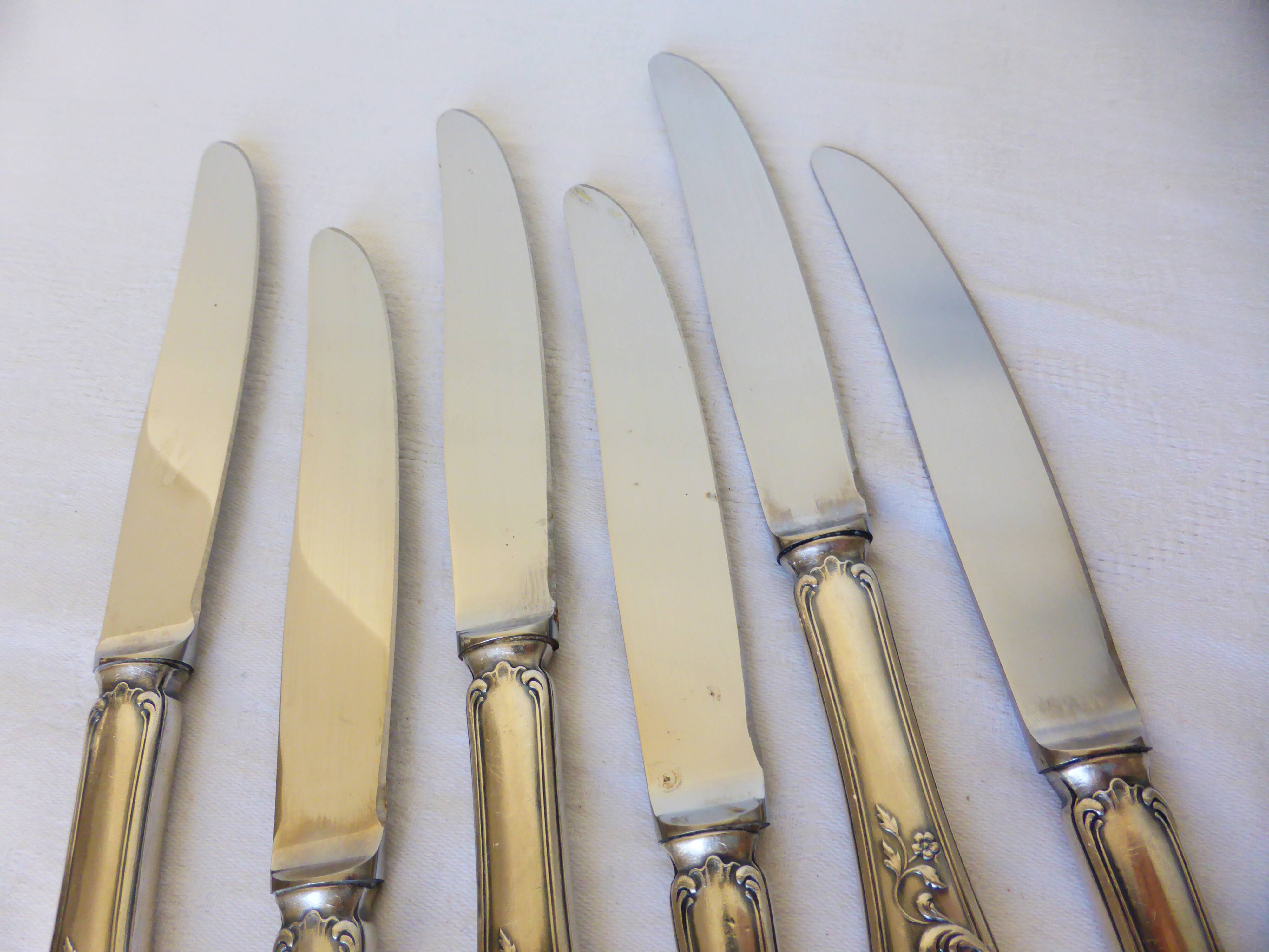 6 vintage knives in English silver metal hallmarked 2106273