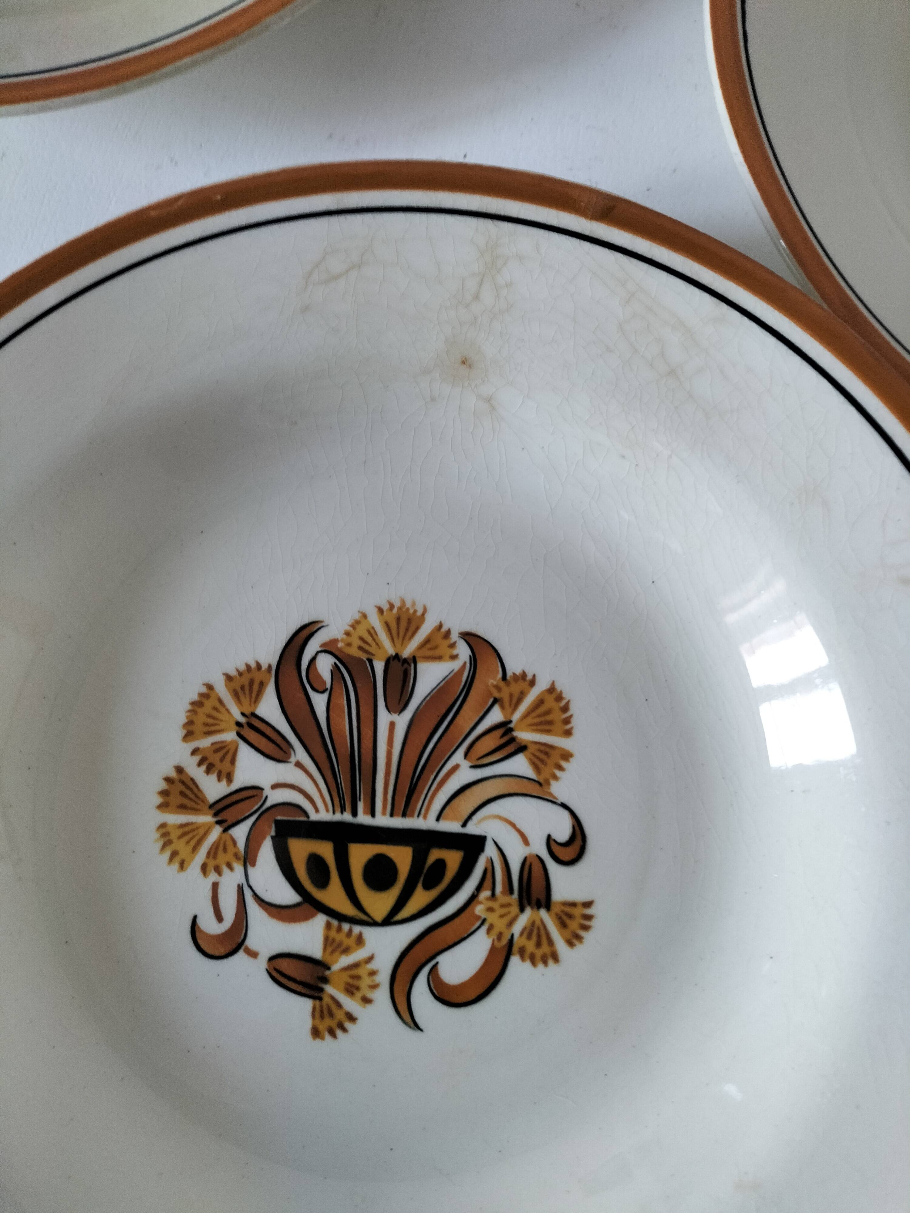 Set of 5 soup plates – Creil & Montereau – Œillet model