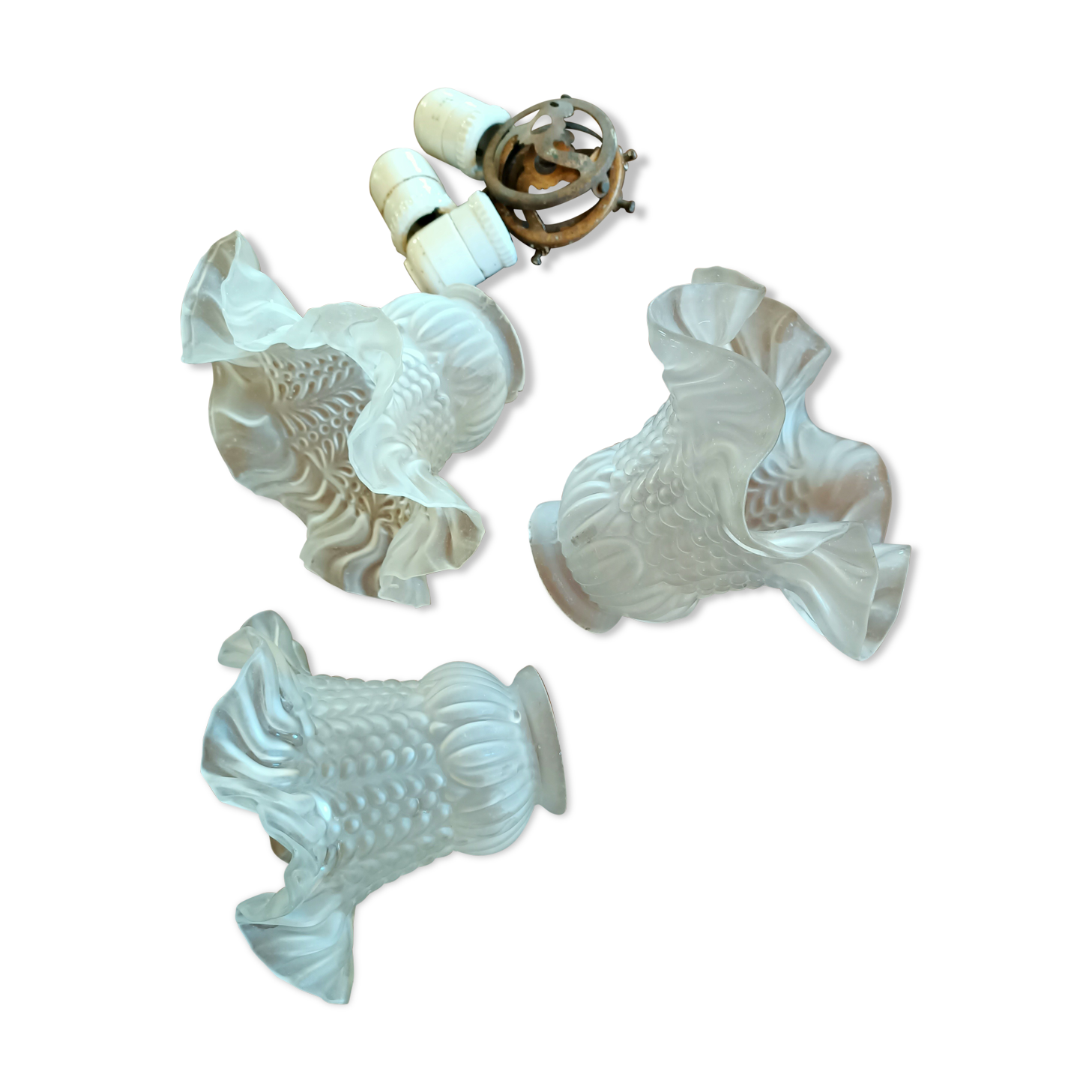 3 glass tulips from 50s lighting fixtures