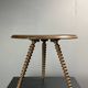 Midcentury wood turned barley twist side table with cork screw legs 1950s